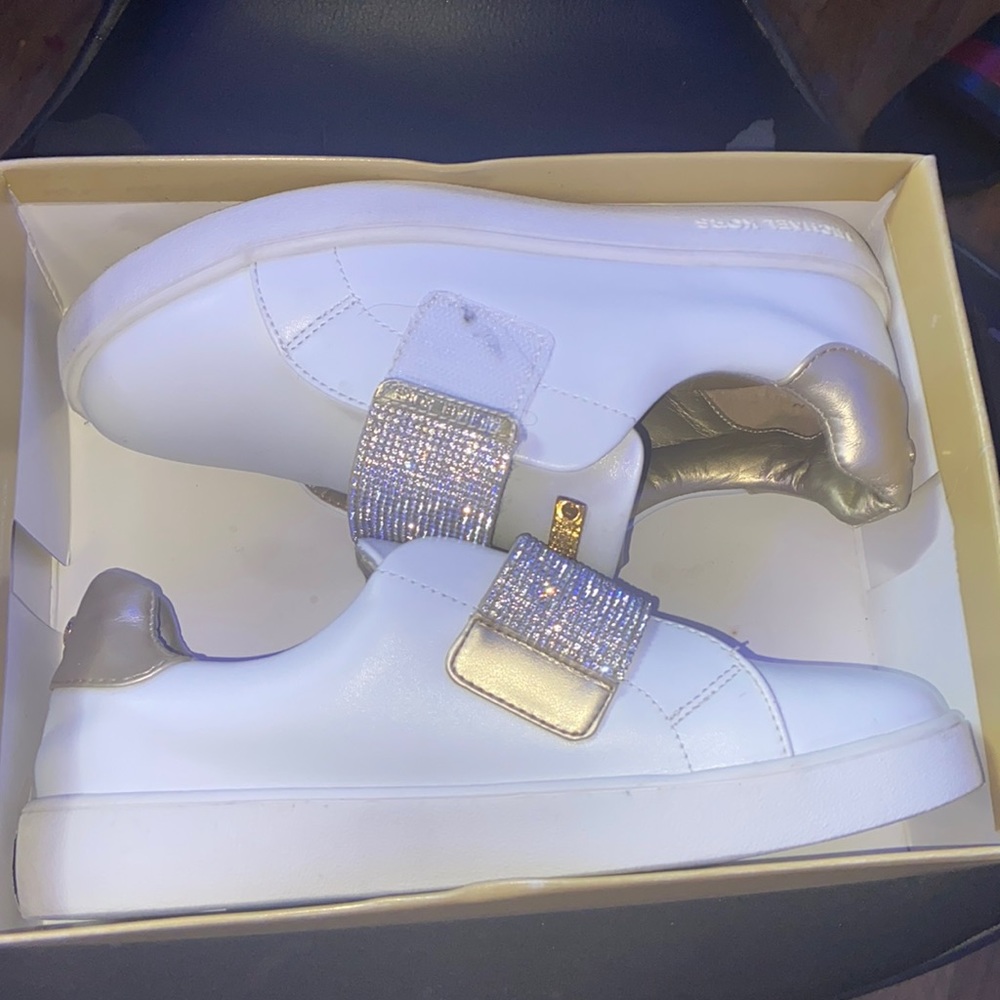 White and Gold Michael Kors Sneakers